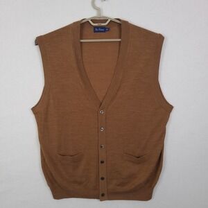 Paul Frederick Merino Wool Button Front Cardigan Sweater Vest Mns 3XL Brown